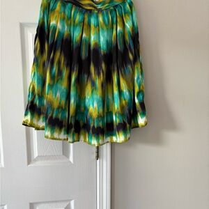 Worthington High Low Skirt in Teal and Yellow
